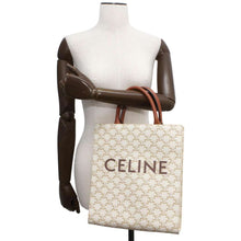 将图像加载到图库查看器中，CELINE Vertical Kaba 2WAY Tote Bag Beige/Brown PVC Leather Size Small
