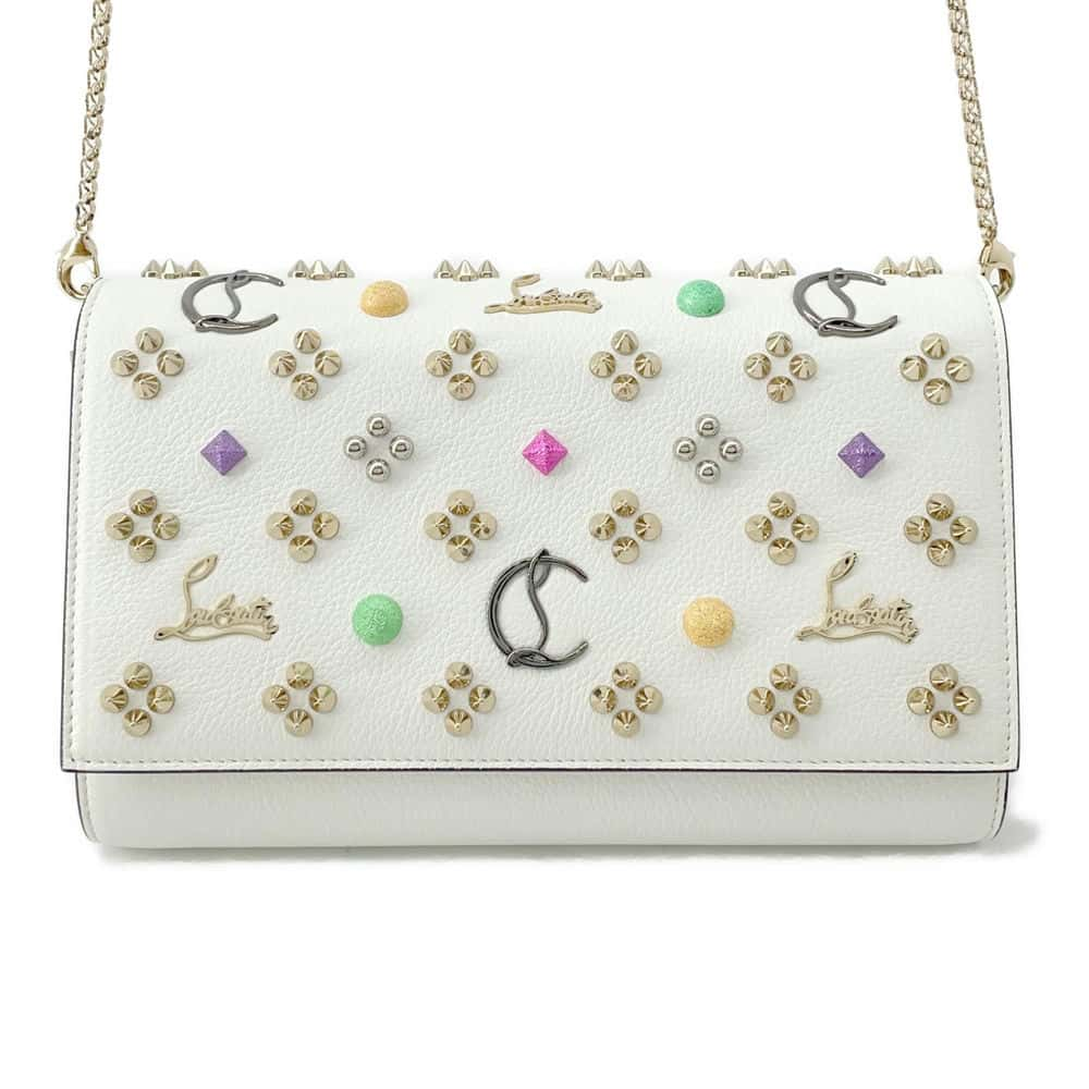 Christian Louboutin Paloma Chain Wallet White/Pink/Multicolor 1185172 Leather/Patent Leather