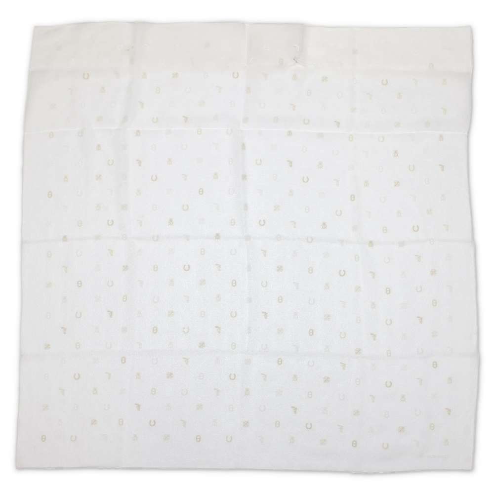 HERMES ★Carre Multi Bag Charm Size 100 White Silk100% Polyester100%(Embroidery)