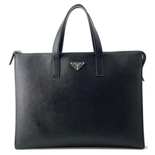 将图像加载到图库查看器中，PRADA Briefcase Black 2VG039 Saffiano LeatherLeather
