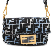 将图像加载到图库查看器中，FENDI Zucca Baguette Mini Joshua Vides Collaboration Blue/Black 8BR784 Nylon
