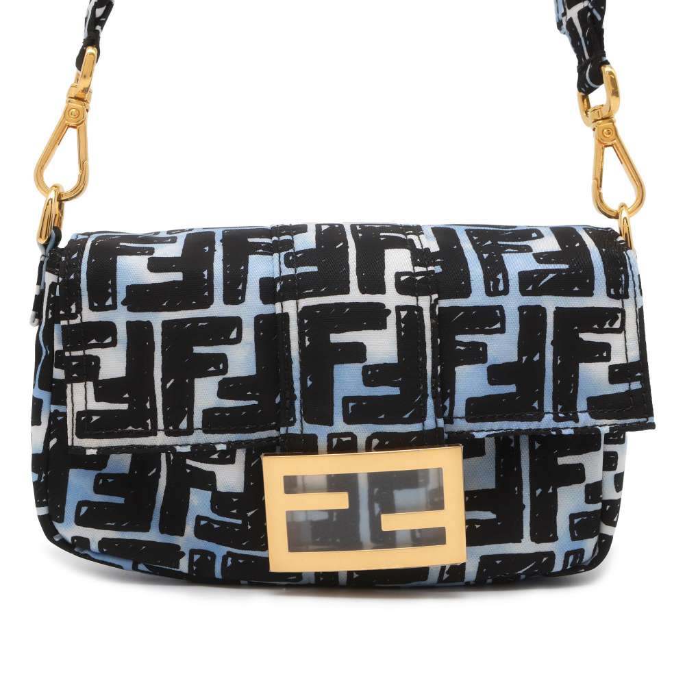 FENDI Zucca Baguette Mini Joshua Vides Collaboration Blue/Black 8BR784 Nylon