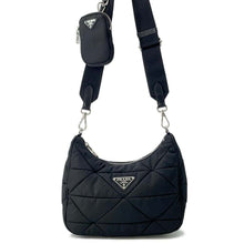 将图像加载到图库查看器中，PRADA Tessuto Quilt Shoulder Bag Black 1BC151 Nylon
