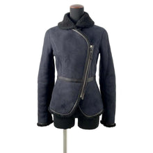 Load image into Gallery viewer, HERMES Short coat Size 34 Navy/Black Lambskin
