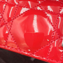 将图像加载到图库查看器中，Dior Miss Dior Cannage New Rock Chain Wallet Red Patent Leather
