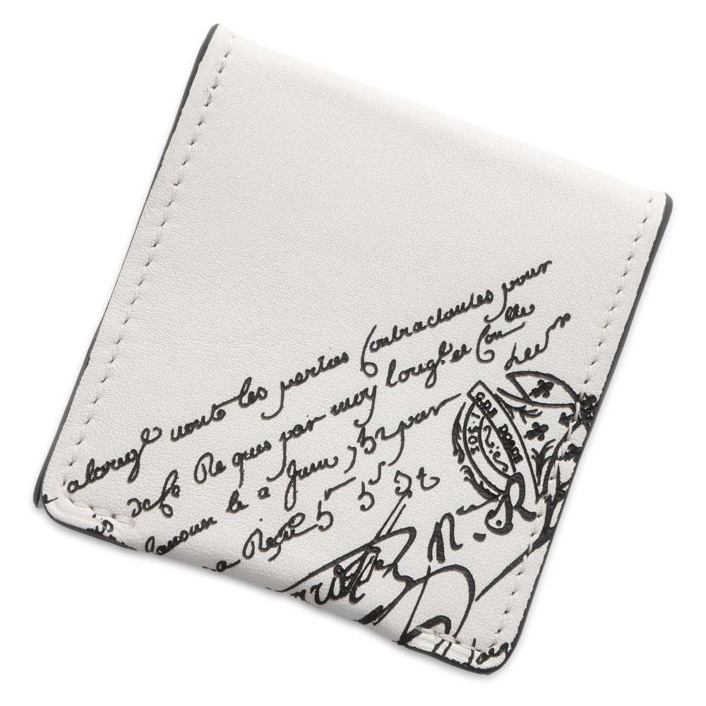 Berluti Calligraphy Origin Coin purse White/Black Leather