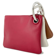 将图像加载到图库查看器中，FENDI Triplet Clutch Bag Red/White/Brown 8BS001 Leather
