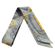 将图像加载到图库查看器中，HERMES Scarf Twilly Cliquetis Cliquetis Vert de Gris/Anthracite/Dore H061574T Silk100%
