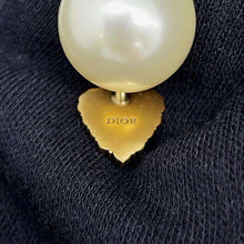 将图像加载到图库查看器中，Dior Tribal Heart Earrings Gold/Red/White Metal Rhinestone Faux Pearl
