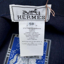 Load image into Gallery viewer, HERMES Fred H-Cut Hat Size 58 Marine/Indigo Cotton97% Polyurethane3%
