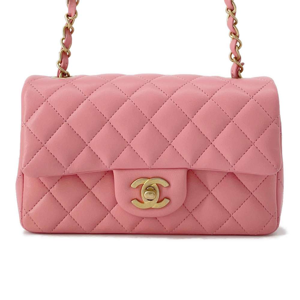 CHANEL Matelasse ChainShoulder Bag Pink A69900 Lambskin Size Mini