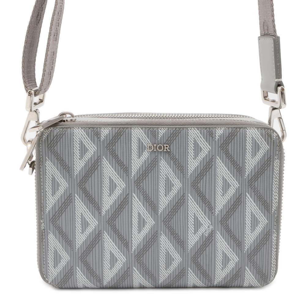 Dior CDDiamond Shoulder Bag Gray 2ESBC119DCO PVC Coated Canvas Leather