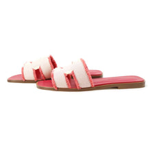 Load image into Gallery viewer, HERMES Oran Sandals Pink Canvas Leather Size 37.5
