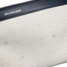 将图像加载到图库查看器中，BALENCIAGA Navy Kabas Natural/Black 339933 Canvas Leather Size S
