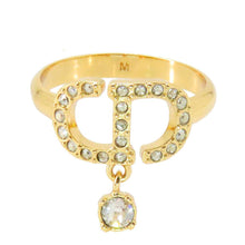 Load image into Gallery viewer, Dior Petit CD Ring Size M Gold R2232WOMCY_D03S Metal Crystal
