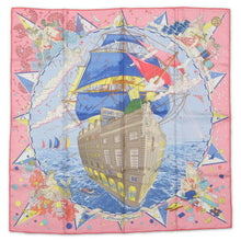 Load image into Gallery viewer, HERMES Scarf Carre90 HERMES Flagship Hermes Flagship Rose Bonbon/Blue/Multicolor Silk100%
