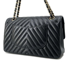 将图像加载到图库查看器中，CHANEL Chevron W-flap ChainShoulder Bag Black A01112 Lambskin Size 25
