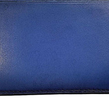 将图像加载到图库查看器中，Berluti Jagua Calligraphy Card Case Blue/Black Leather
