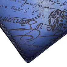 Load image into Gallery viewer, Berluti Jagua Calligraphy Card Case Blue/Black Leather
