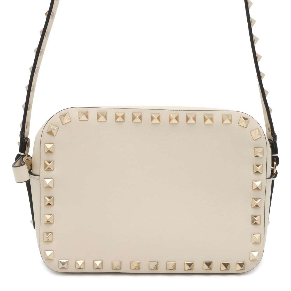 Valentino Garavani RockStudded Shoulder Bag Ivory Leather