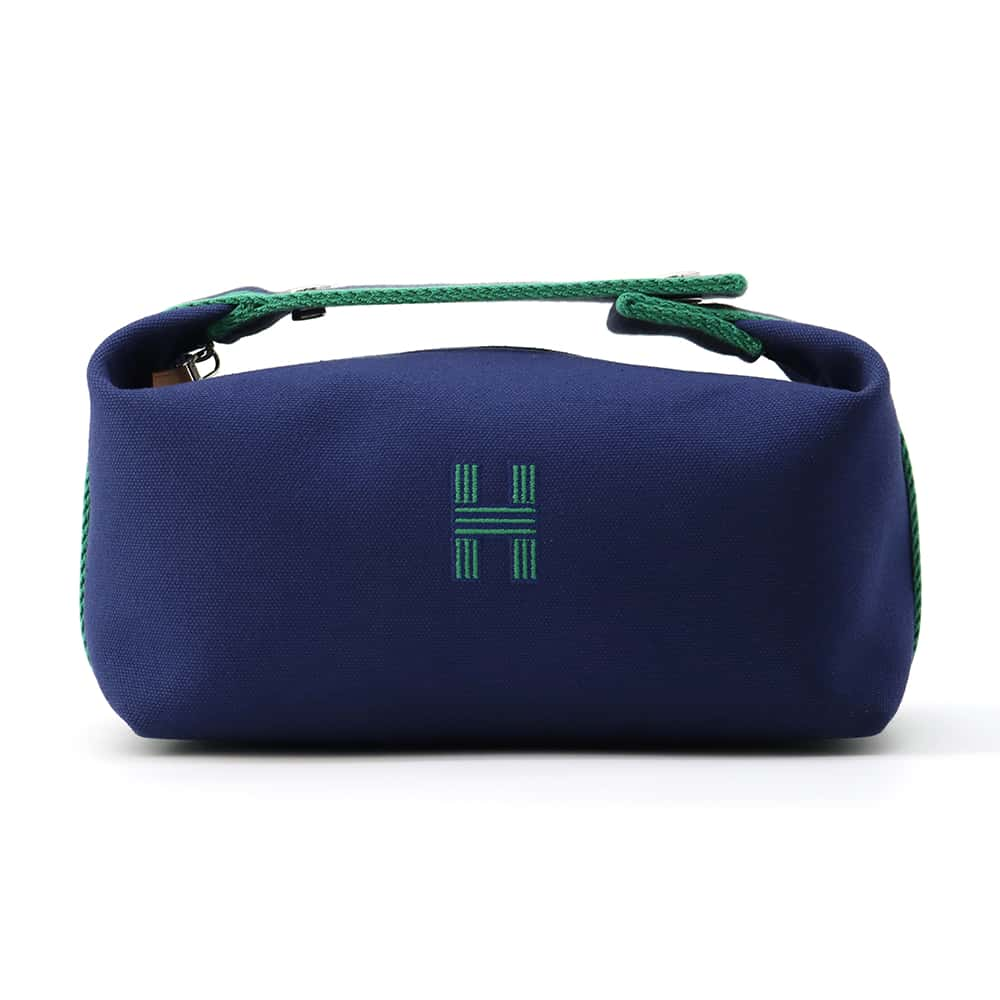 HERMES Brid a Black Navy/Green H103222M 01 Canvas Size PM