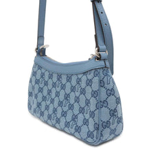 将图像加载到图库查看器中，GUCCI PALACE x GUCCI Collaboration Half Moon Mini Shoulder Bag Blue 723737 GG Canvas Leather
