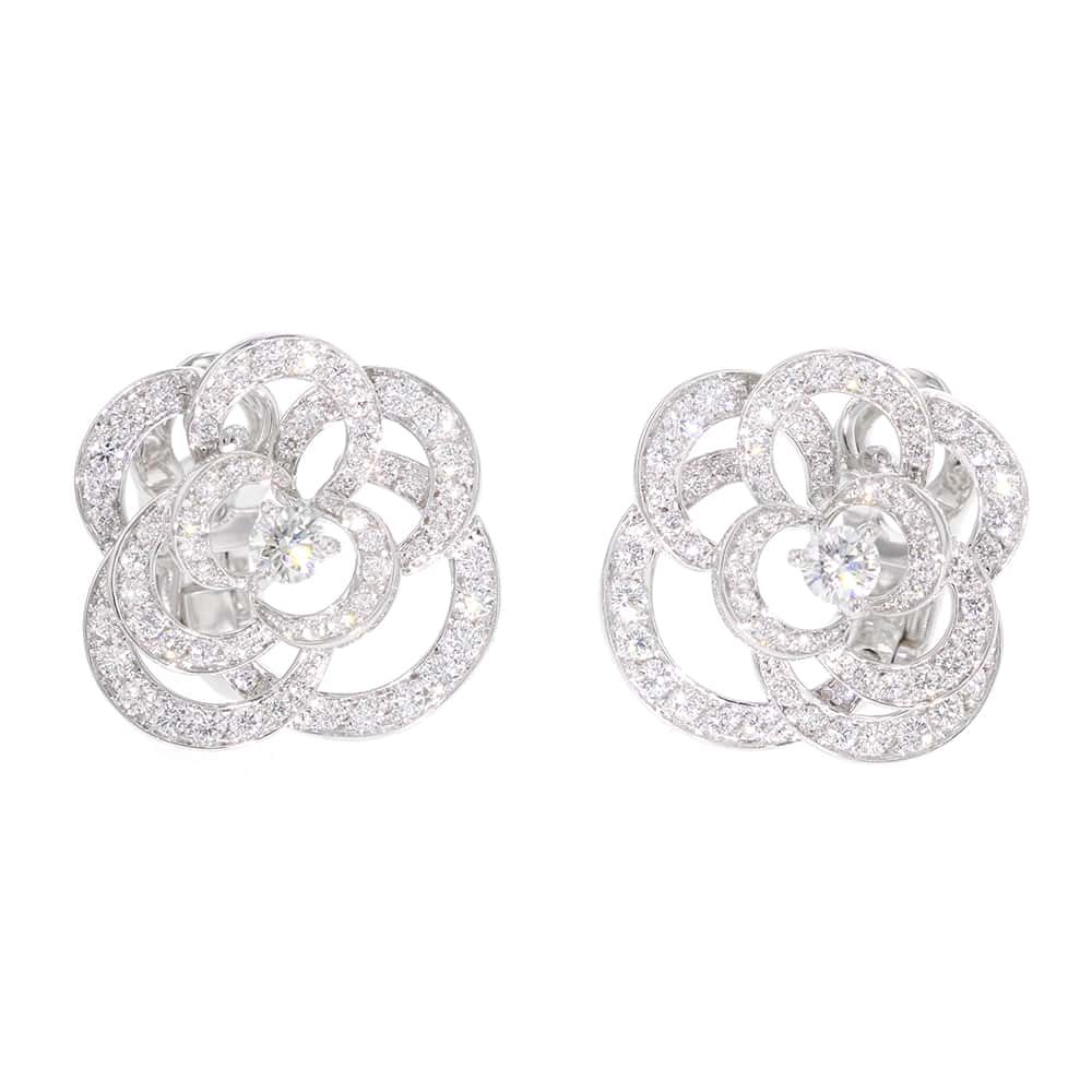 CHANEL Camellia Collection EarringsJ2672 18K White Gold