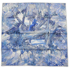 Load image into Gallery viewer, HERMES Carre La Vallée de Crystal Size 90 Blue/Blanc/Parme Silk100%
