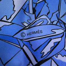 Load image into Gallery viewer, HERMES Carre La Vallée de Crystal Size 90 Blue/Blanc/Parme Silk100%
