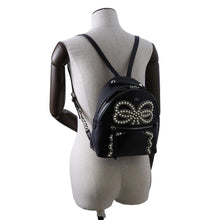 Load image into Gallery viewer, FENDI Ribbon Pearl Backpack Black 8BZ038 Leather Faux Pearl
