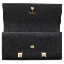 Load image into Gallery viewer, Ferragamo Gancini Studded Long Wallet Black JP-22-D502 Leather
