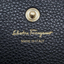 Load image into Gallery viewer, Ferragamo Gancini Studded Long Wallet Black JP-22-D502 Leather
