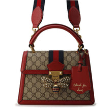 将图像加载到图库查看器中，GUCCI GG Supreme Queen Margaret 2waBag Beige/Red 476541 GG SupremeCanvas Leather
