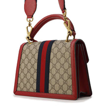 将图像加载到图库查看器中，GUCCI GG Supreme Queen Margaret 2waBag Beige/Red 476541 GG SupremeCanvas Leather
