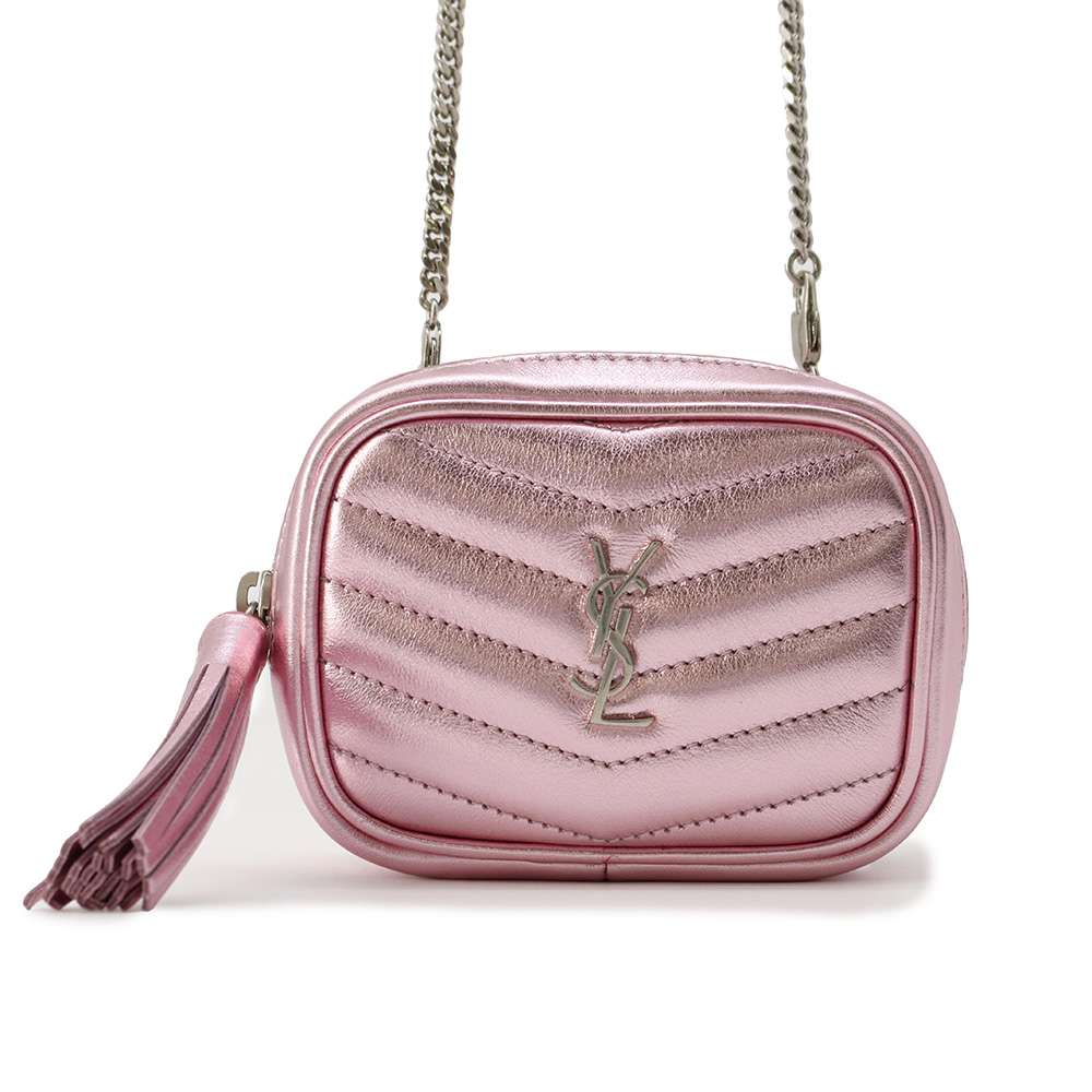 SAINT LAURENT PARIS Babylou Shoulder Bag MetalicPink 657495 Leather