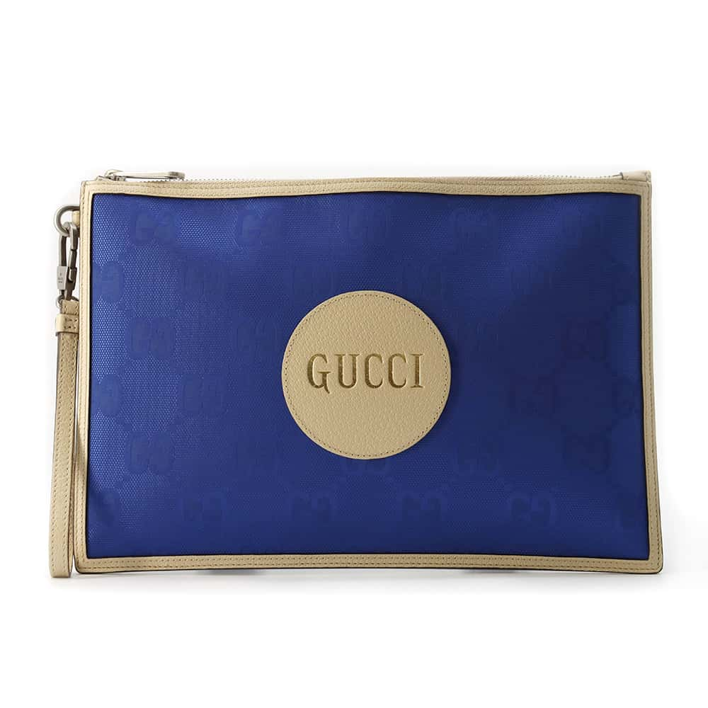 GUCCI Off the Grid Clutch Bag Blue/Ivory625598 Nylon