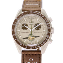 将图像加载到图库查看器中，Swatch Omega collaboration Moonwatch Mission to Saturn W42mm Bio Ceramic Nylon Beige Dial S033T100
