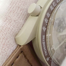 将图像加载到图库查看器中，Swatch Omega collaboration Moonwatch Mission to Saturn W42mm Bio Ceramic Nylon Beige Dial S033T100
