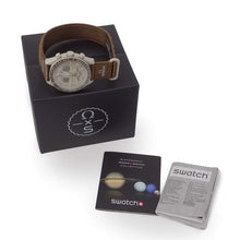 将图像加载到图库查看器中，Swatch Omega collaboration Moonwatch Mission to Saturn W42mm Bio Ceramic Nylon Beige Dial S033T100
