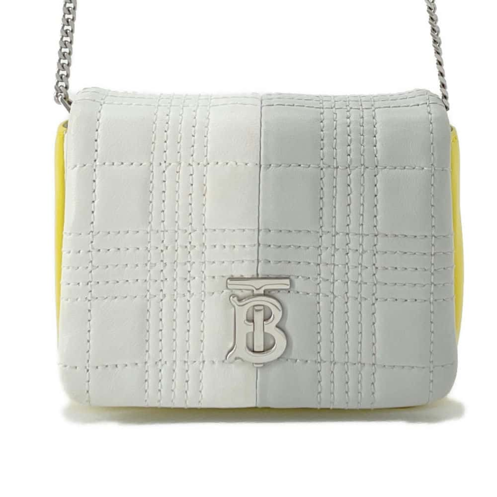 BURBERRY TB logo mini ChainShoulder White/Yellow Leather