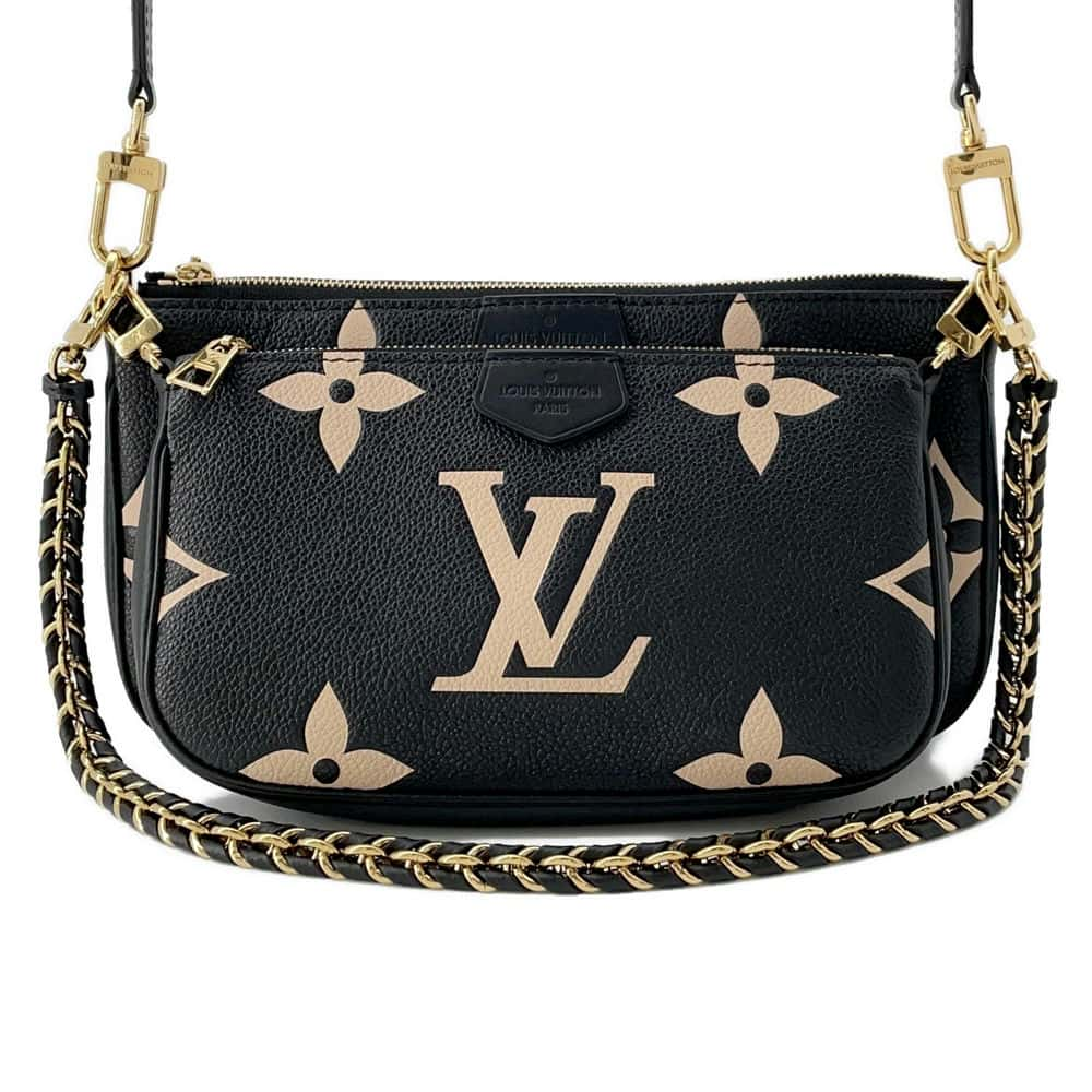 LOUIS VUITTON Multi Pochette Accessoires Noir/Beige M45777 Monogram Empreinte Leather