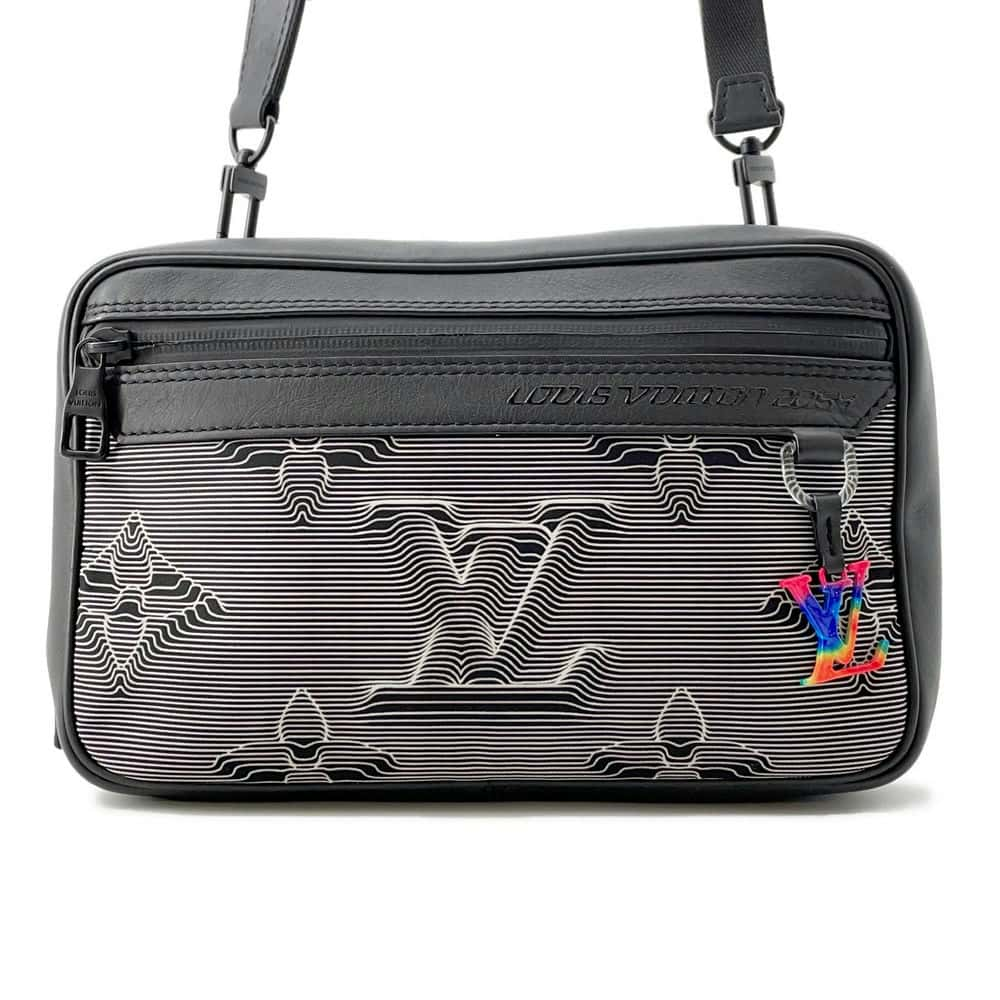 LOUIS VUITTON Expandable messenger Noir M55698 Nylon Leather LVInitial