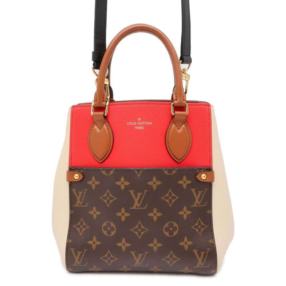 LOUIS VUITTON Fold tote CeriseRed/ClaimM45389 Monogram Calf Leather Size PM