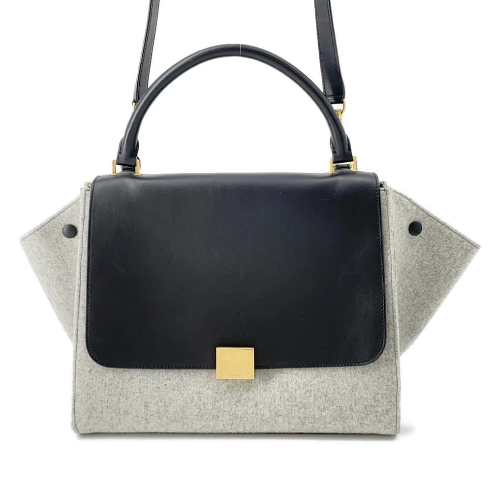 CELINE Trapeze Gray/Black Felt Leather