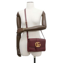 将图像加载到图库查看器中，GUCCI GG Marmont Ally Shoulder Bag Bordeaux 550129 Leather Size Small
