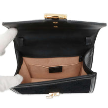 将图像加载到图库查看器中，GUCCI Silvi Black 470270 Velour Leather
