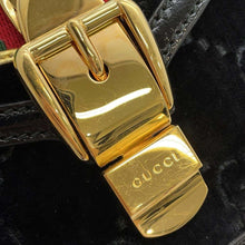 将图像加载到图库查看器中，GUCCI Silvi Black 470270 Velour Leather
