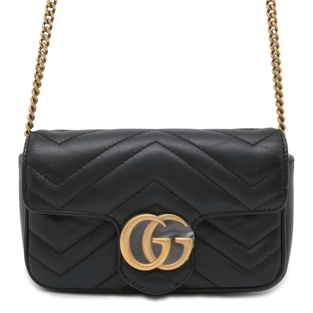 GUCCI GG Marmont Quilted Leather Super Mini Bag Black 476433