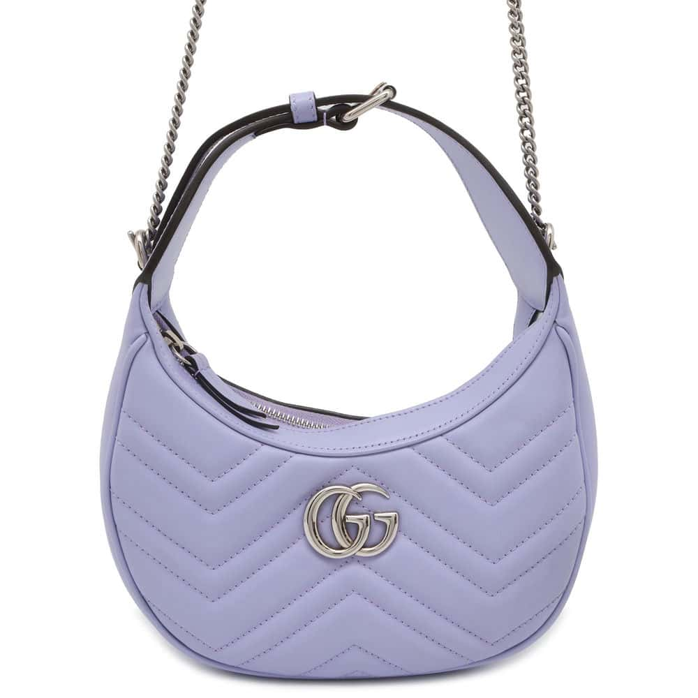 GUCCI GG Marmont Handbag Half Moon Purple 699514 Leather