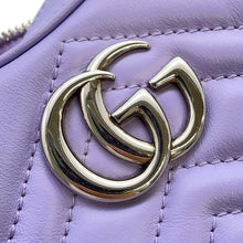 将图像加载到图库查看器中，GUCCI GG Marmont Handbag Half Moon Purple 699514 Leather
